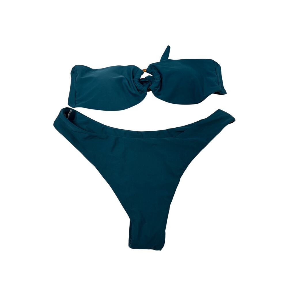 Zaful Women darkteal triangular strapless bikini set two piece swimsuit Sz M (6)